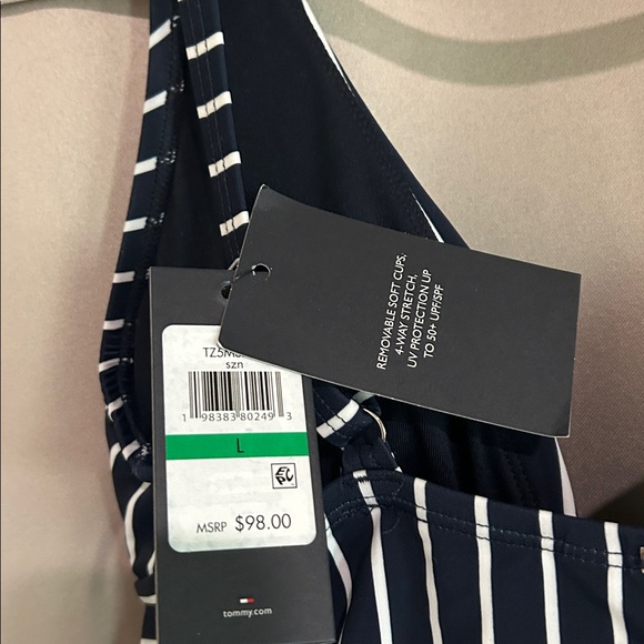 Tommy Hilfiger Navy and White Striped Swimsuit - Picture 3 of 4
